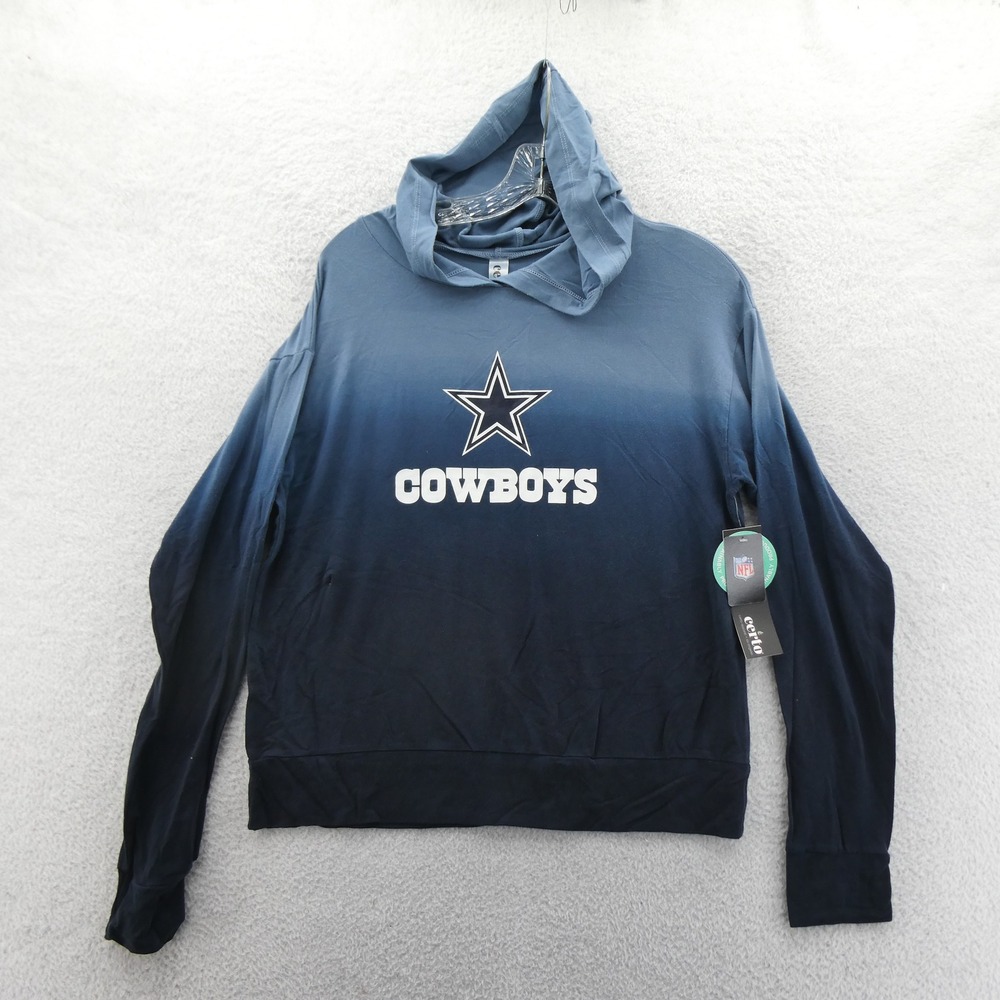 Certo Hoodie Womens Medium Dallas Cowboys Blue Ombre Long Sleeve Tencel Spandex‎
